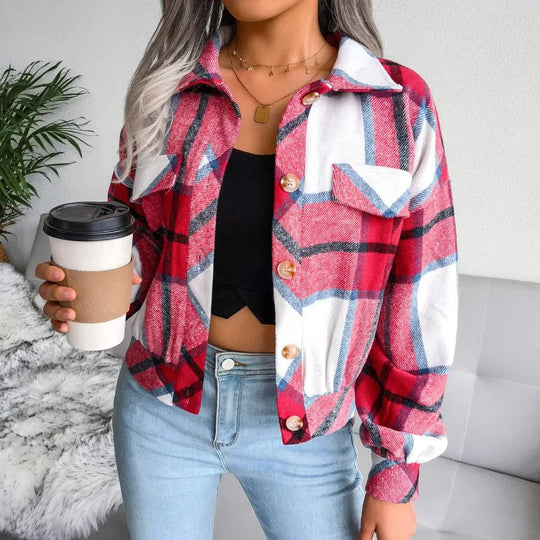 EB | Damen Sommerjacke mit Kariertem Muster, Schick und Bequem