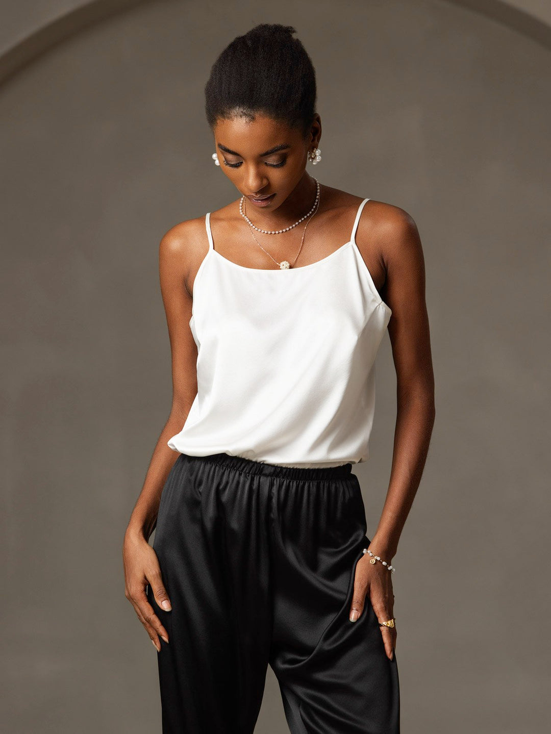 EB | Seide Entspannt Spaghettiträger Camisole Top