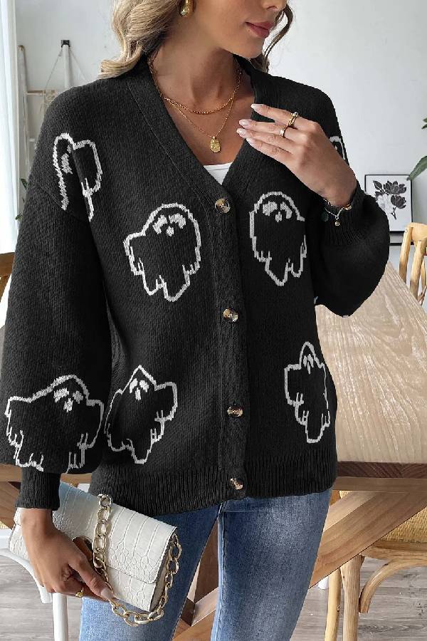 EB | Lockere lässige Cartoon Jacquard-Jacke