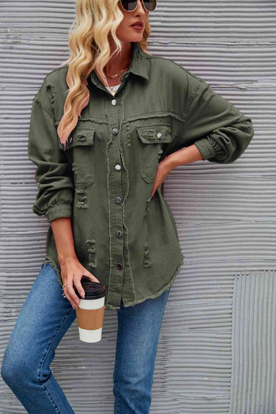 EB | Zerrissene Rohsaum-Denimjacke