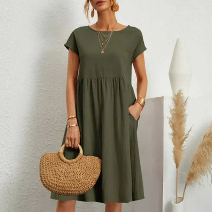 EB – baumwollkleid für damen mit rundem ausschnitt