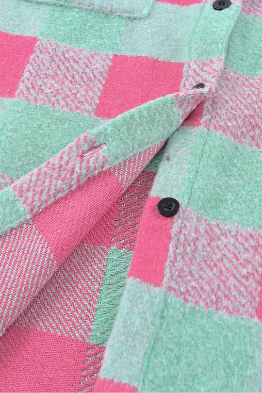 EB | Karo Farbblock Freizeit Übergroße Jacke