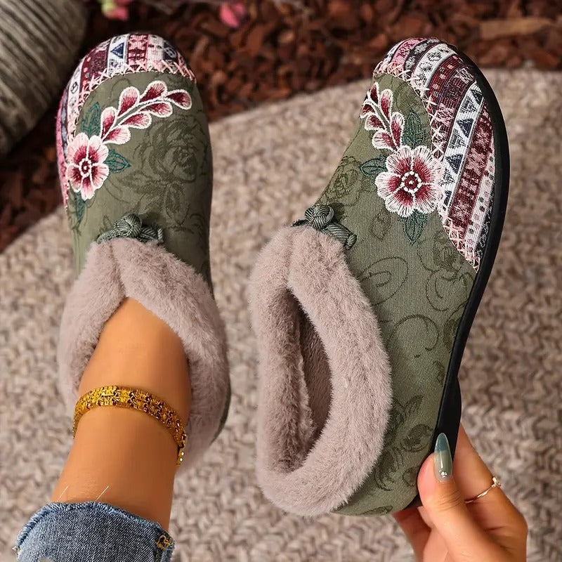 Warme, weiche Schuhe für Damen mit zartem Blumenprint EB EB