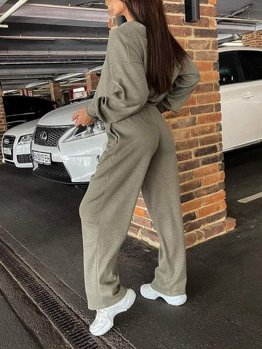 EB | lässiges V-Ausschnitt Pullover- und Hose-Set