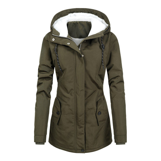 EB | Damen Fleecejacke mit Kapuze und Kordelzug
