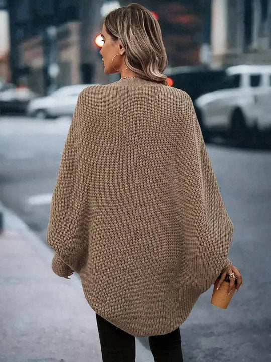 EB | Cardigan Offene Front Weiches Strick Lockere Passform Lange Ärmel