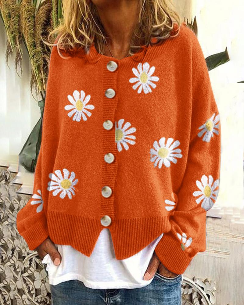 EB | Blumengemusterte Strickjacke Weich und Leicht Lässige Eleganz