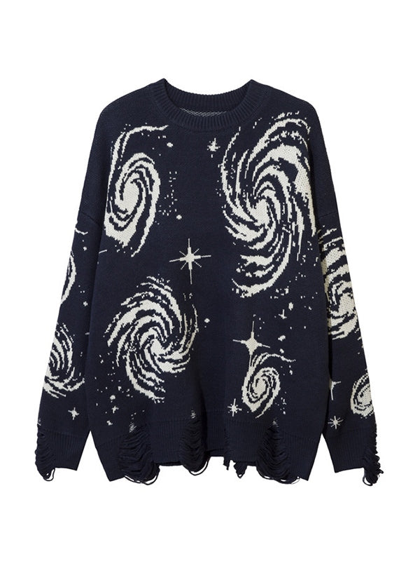 EB | Farbe Vintage Druck Zerrissene Sweatshirt