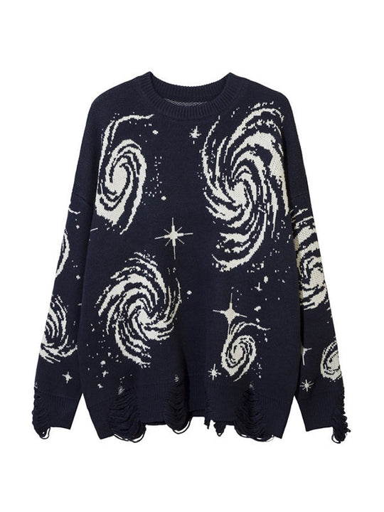 EB | Farbe Vintage Druck Zerrissene Sweatshirt