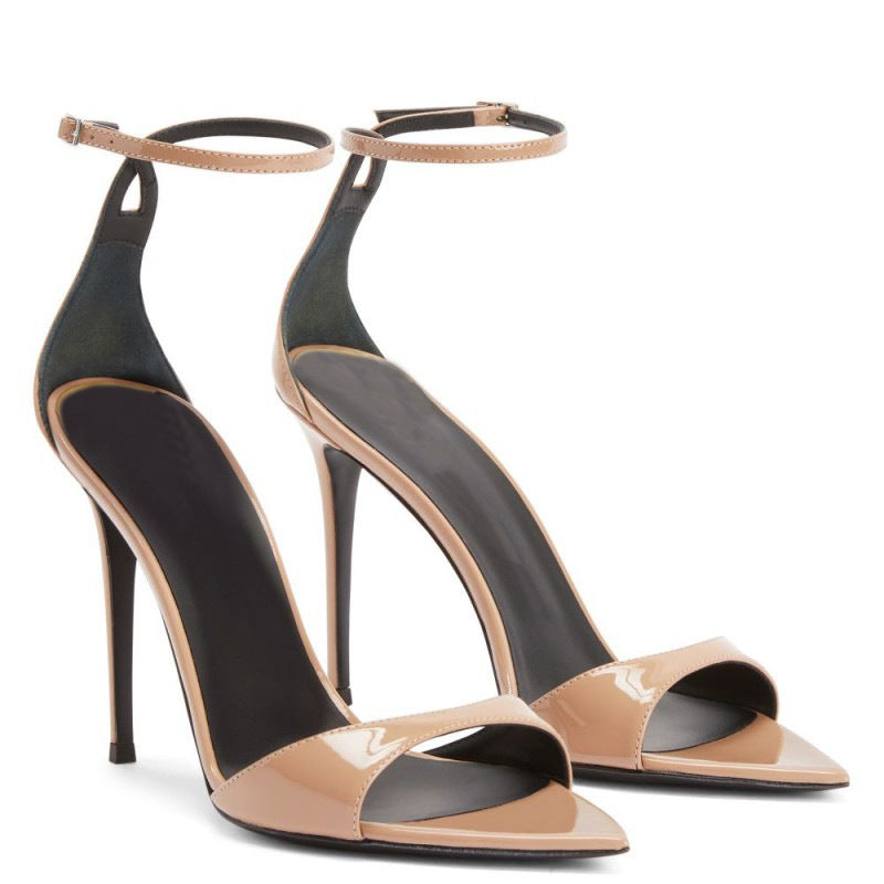 EB | Sommer Neue Spitzzehen Offene Zehen Riemen Stiletto Sandalen Damen