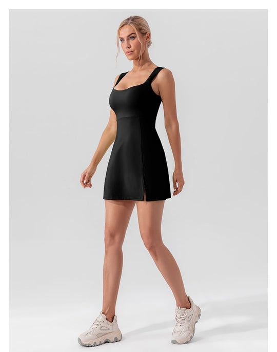 EB | Hosenträger einfarbig Yoga Tennisrock leichtes Sportkleid