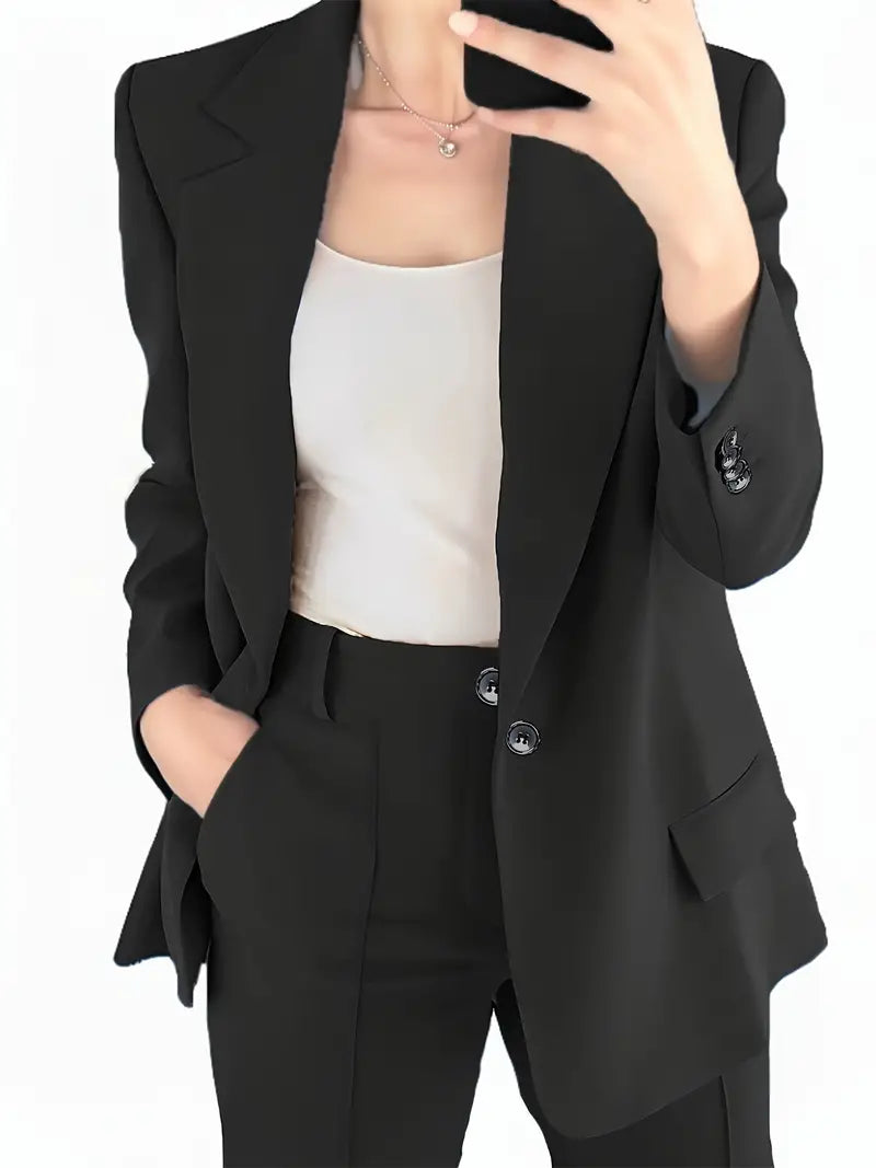 EB | Blazer mit Revers und Erweiterte Hosen Set mit Knopfverschluss
