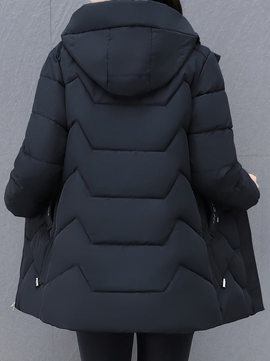 EB | Langes, lässiges Damen-Daunenjacke mit Kapuze
