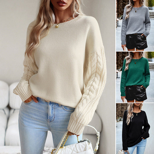 EB | Strickpullover Geflochtene Ärmel Legere Passform