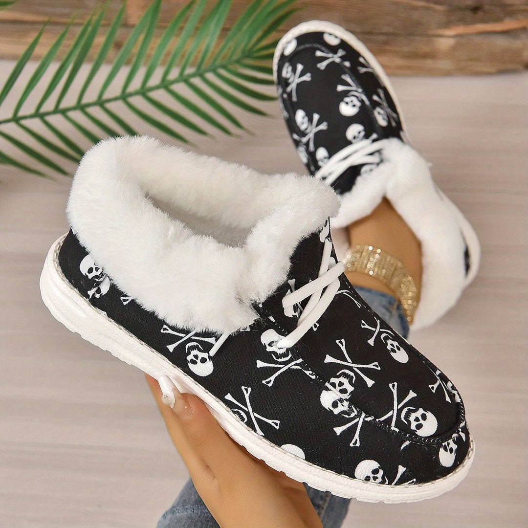 Schnürschuhe Mit Totenkopfdruck Und Plüschfutter Mia EB