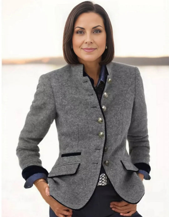 Damen Kurzjacke mit Mehrknopfleiste und Farbakzenten | EB