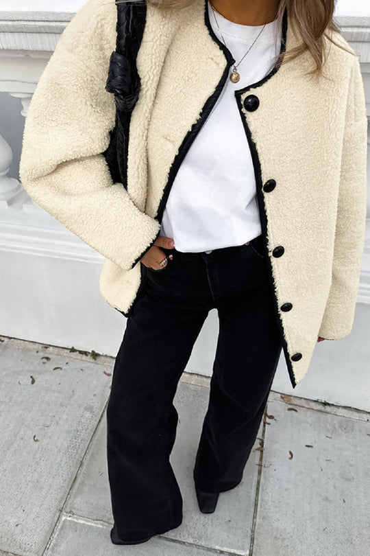 EB | Patchwork Rundhals Warme Lockere Jacke
