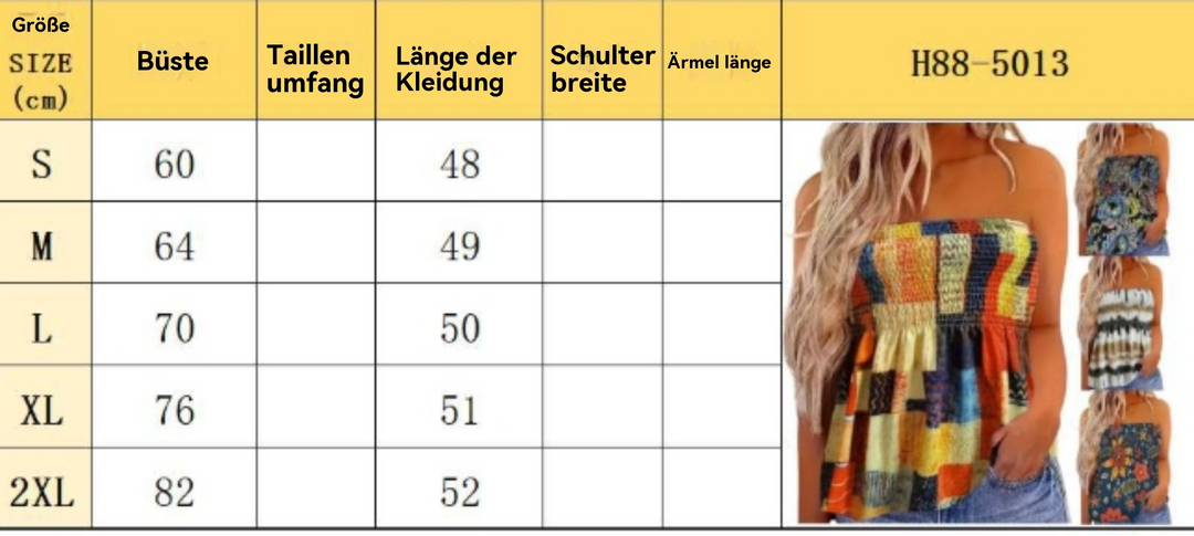 EB | Damenmode drucken sexy Tube Top aus der Schulter