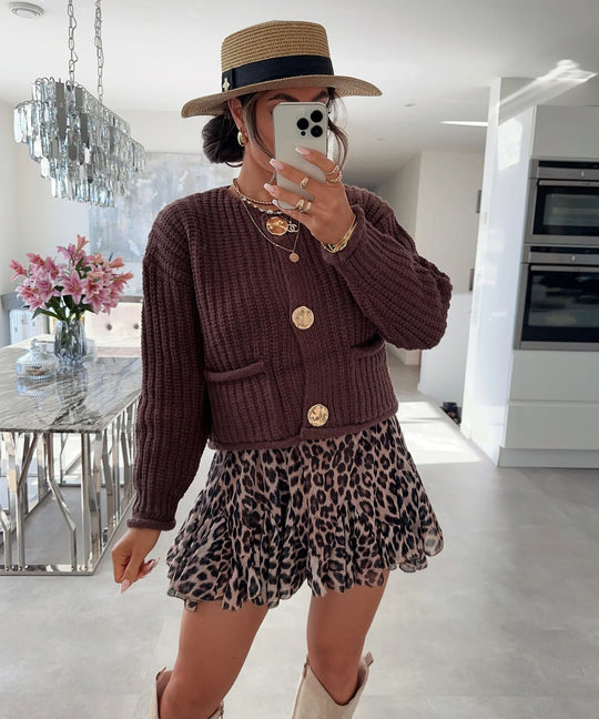 EB | Gemütlicher Chic Damenstrickjacke mit Knöpfen und Taschen