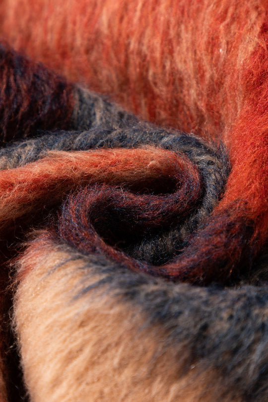 EB | Geräumige Karierte Orange Freizeitjacke mit Pattentaschen und Knöpfen