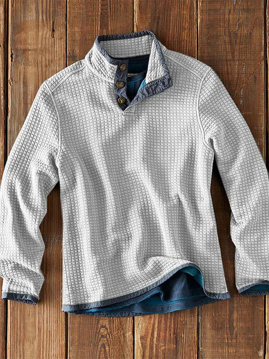 EB | Strukturiertes Waffelshirt mit Knopfdetails Baumwollmischung Warm und Robust