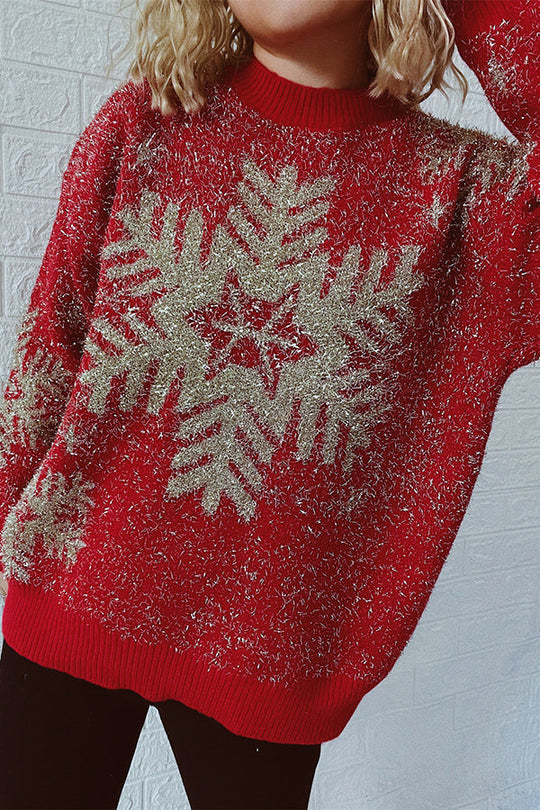 EB | Weihnachtsmuster Gestrickter Rundhalsausschnitt Langarmpullover