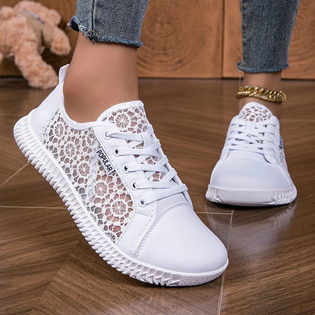 Sneakers mit floraler Spitze und atmungsaktivem Mesh-Futter EB EB