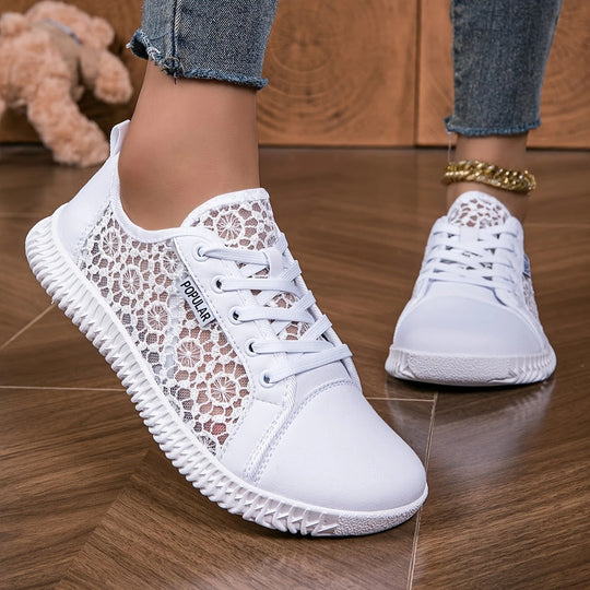 Sneakers mit floraler Spitze und atmungsaktivem Mesh-Futter EB EB