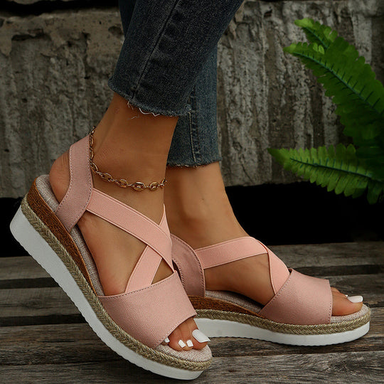 EB | Keilsandalen Kreuzriemen Plateau Gladiator