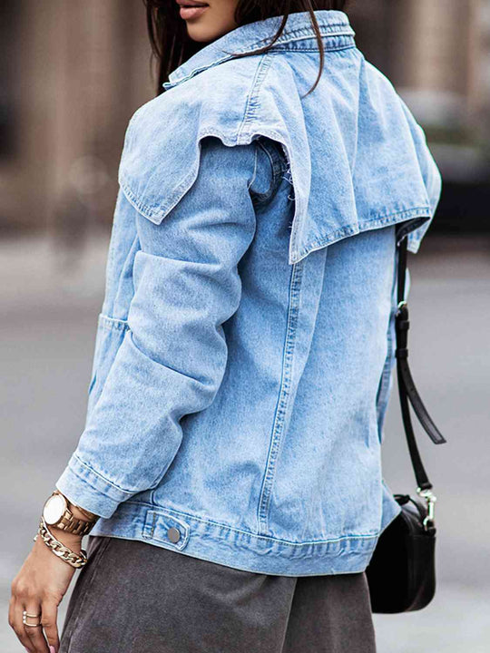 EB | Kragenhals Knopfverschluss Denimjacke