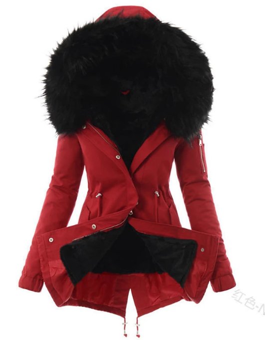 EB | Fleecegefütterter Winterparka Kapuzenmantel mit Fellbesatz
