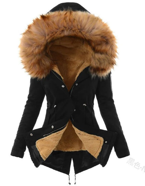 EB | Fleecegefütterter Winterparka Kapuzenmantel mit Fellbesatz