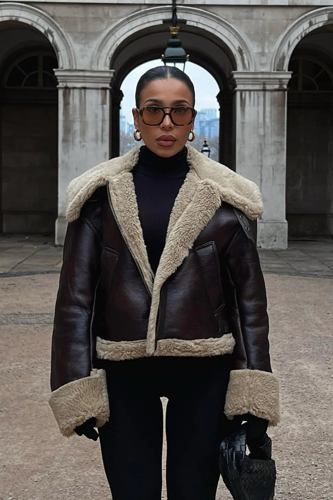 EB | Kunstleder Shearling Jacke Übergröße Schnitt