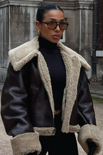 EB | Kunstleder Shearling Jacke Übergröße Schnitt