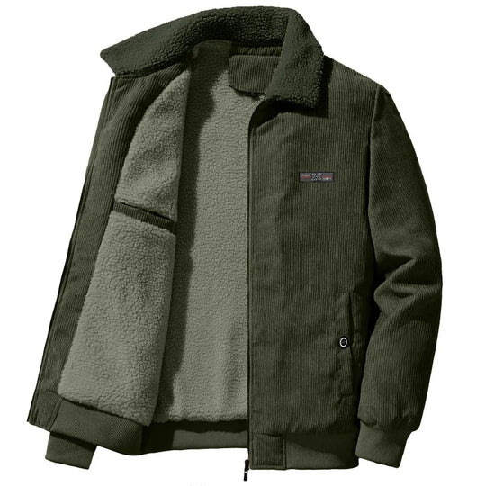 EB | Herren fleecegefütterte gerippte Winterjacke mit hohem Kragen