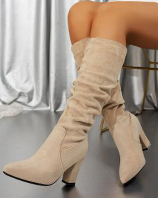EB | Stylische Damen Stiefel mit Hohen Absätzen In Uni Farbe