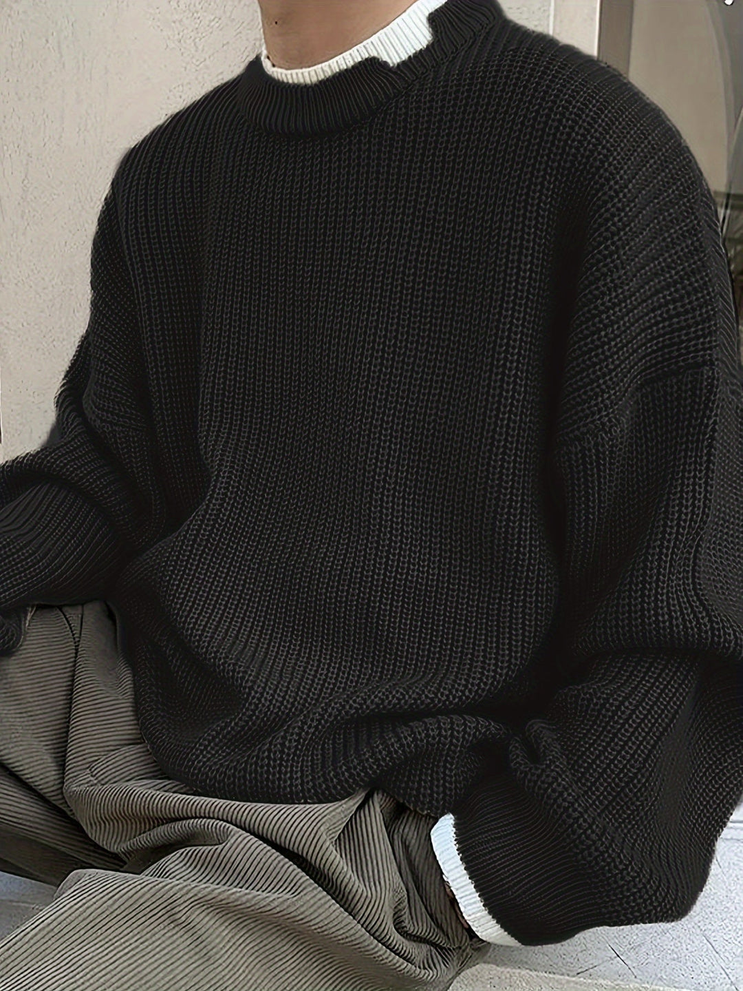 EB | Überdimensionierter Strickpullover Acryl Lässig und Warm