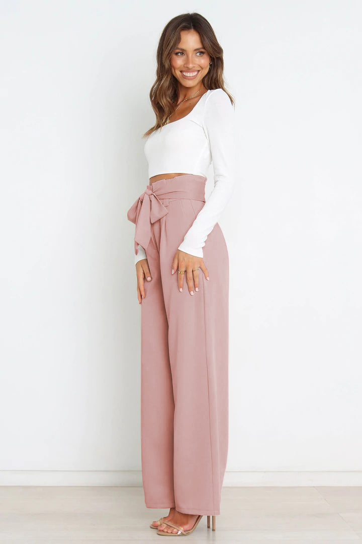 EB | Hohe Taille Paperbag Hose mit Schleifendetail
