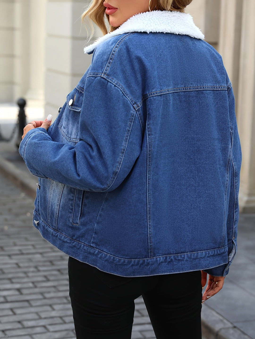 EB | Denimjacke mit Fleecekragen Baumwolle Warm und Stilvoll