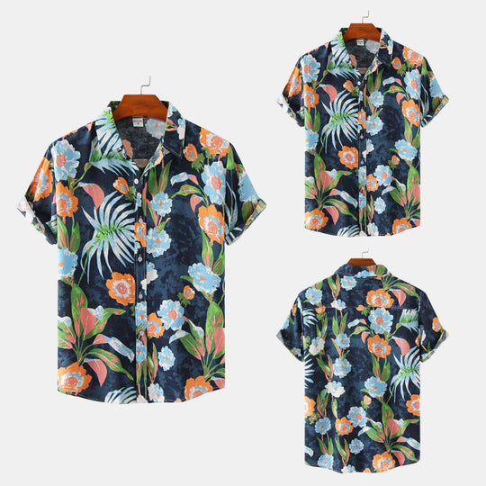 EB | Floral kurzärmeliges Blumenhemd Männer
