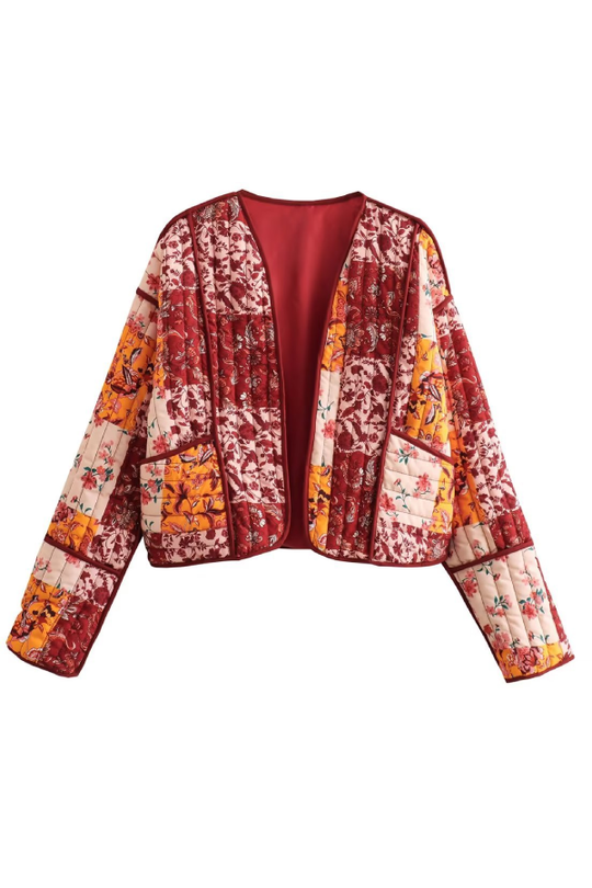 EB | Lässige kurze Strickjacke gesteppte Baumwolljacke
