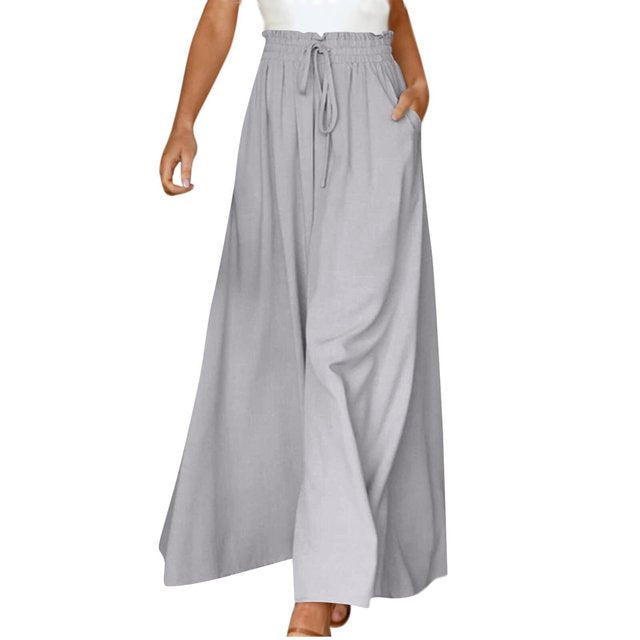 EB | Leichte Damen Leinenhose mit Weitem Bein für Frühling und Sommer