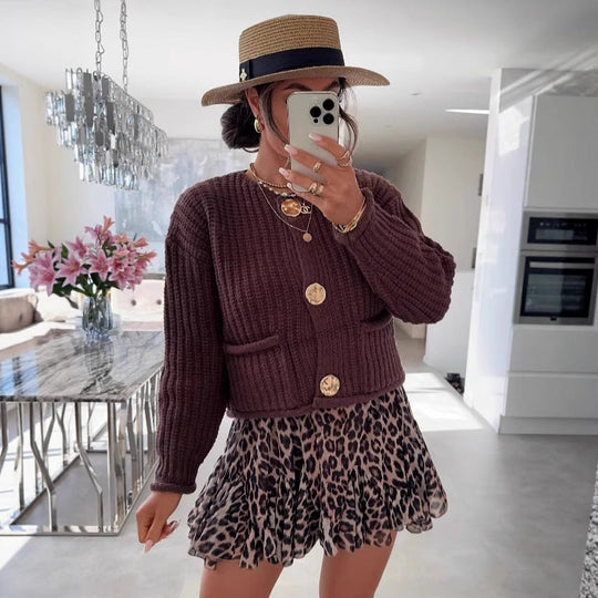 EB | Gemütlicher Chic Damenstrickjacke mit Knöpfen und Taschen