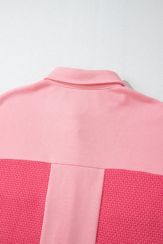EB | Zweifarbige Waffelstrickhemdjacke Baumwollmischung Lebendiger Komfort