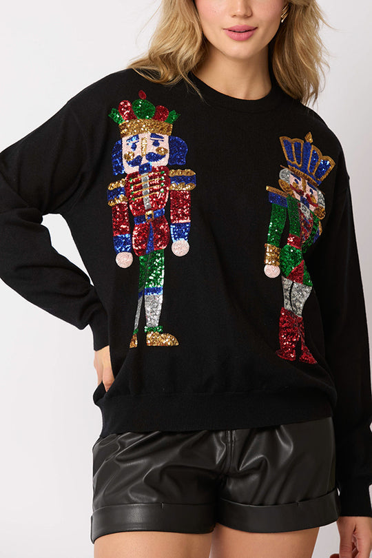 EB | Weihnachtssoldat Pailletten Mode Lässiger Sweatshirt