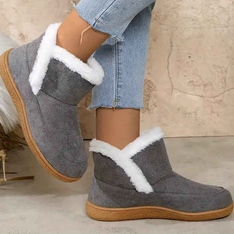 EB | Damen Plüschfell Winter Stiefeletten