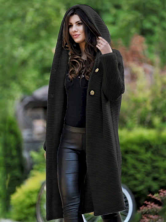 EB | Damen Freizeit Strickjacke Mit Kapuze Und Langen Ärmeln