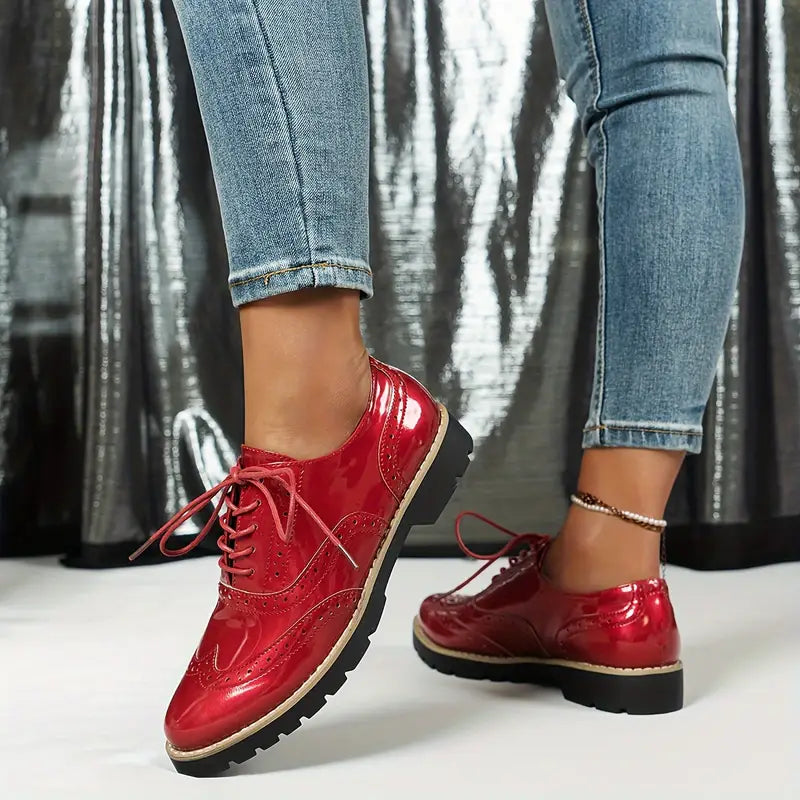 EB | Lackschuhe Im Oxford-Stil mit Klobiger Sohle für Damen