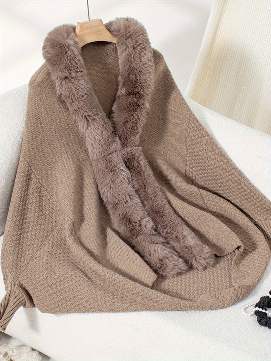 EB | Faux Fur Cardigan mit Schal Kragen Akryl Warm und Elegant