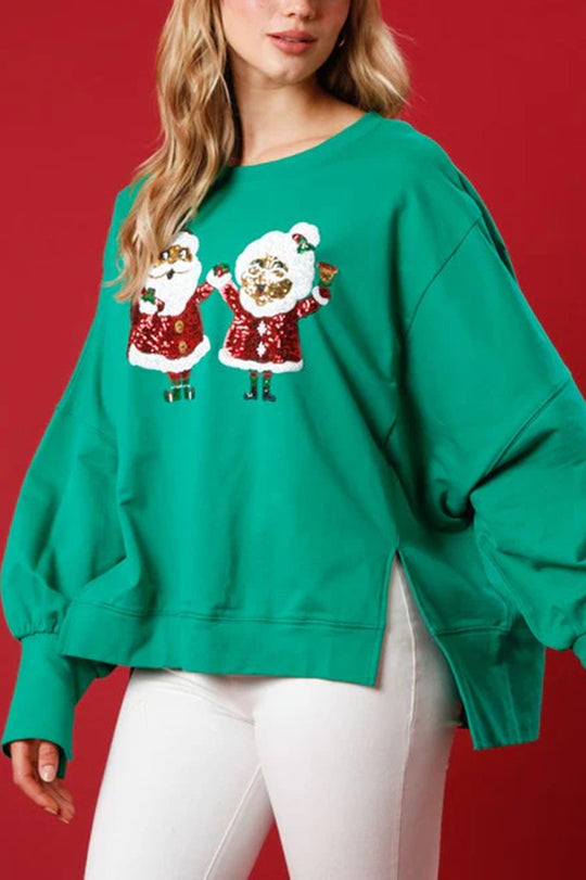 EB | Weihnachtsmann Pailletten Lässig Lockere Lange Ärmel Sweatshirt